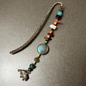 Natural Gemstone, Crystals Beaded Bookmark with Elephant Charm